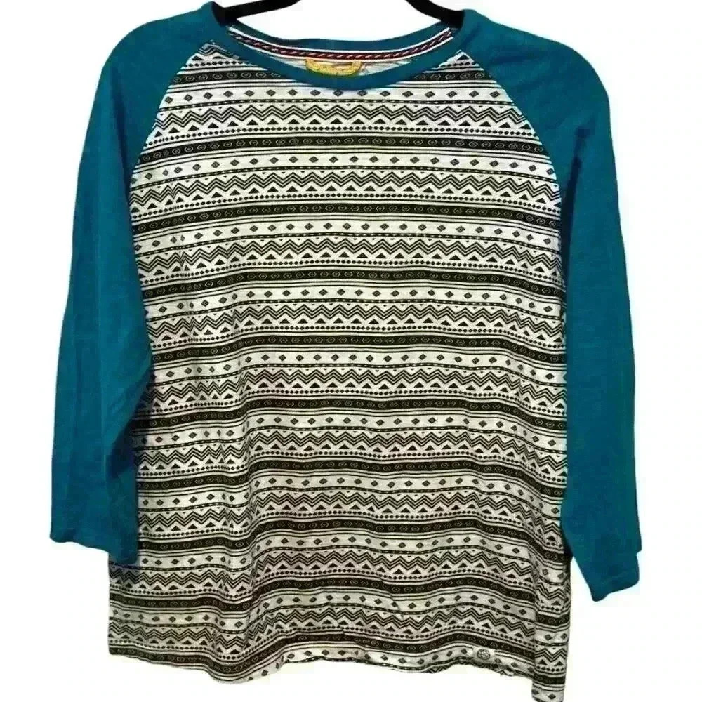 Free Planet Unisex Geometric Raglan Sleeve T-Shirt Multicolor Size Large